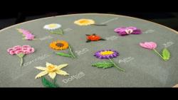 آموزش گلدوزی 10 مدل گل زیبا با بخیه های ساده