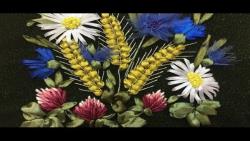 آموزش روبان دوزی تابلو گل های بهاری - قسمت دوم