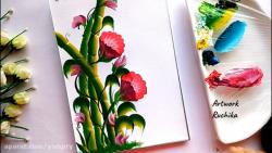 آموزش نقاشی رنگ روغن گل و ساقه