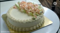 آموزش تزیین کیک با گل های رز خامه ای