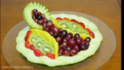 آموزش تزئین میوه های طالبی و توت فرنگی و انگور و کیوی