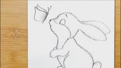 آموزش نقاشی ساده خرگوش و پروانه