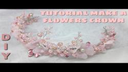 آموزش ساخت ریسه مو عروس با مروارید و گل های صورتی