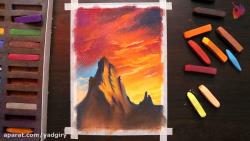 آموزش نقاشی پاستل کوه بلند