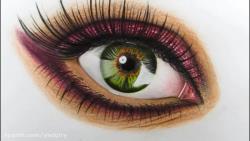 آموزش نقاشی چشم با مداد رنگی